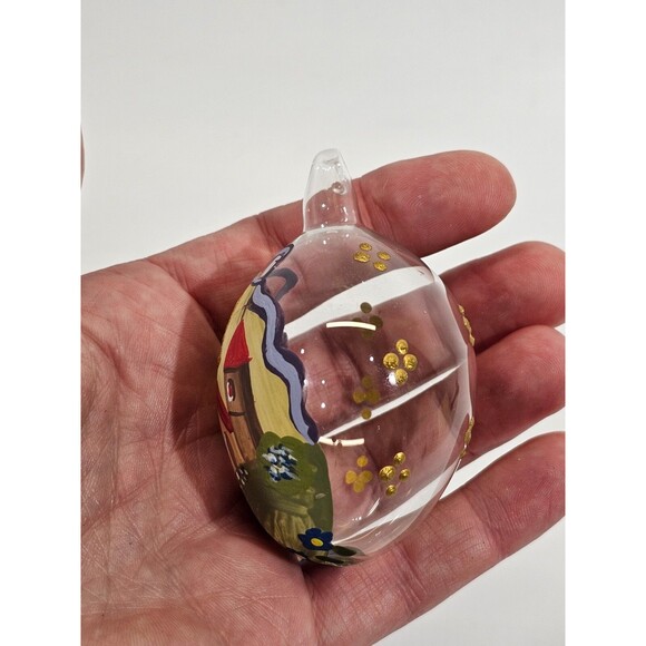 KSD VINTAGE Blown Glass Hand Painted  Church & Bell Christmas Tree Ornament EUC - Picture 4 of 4